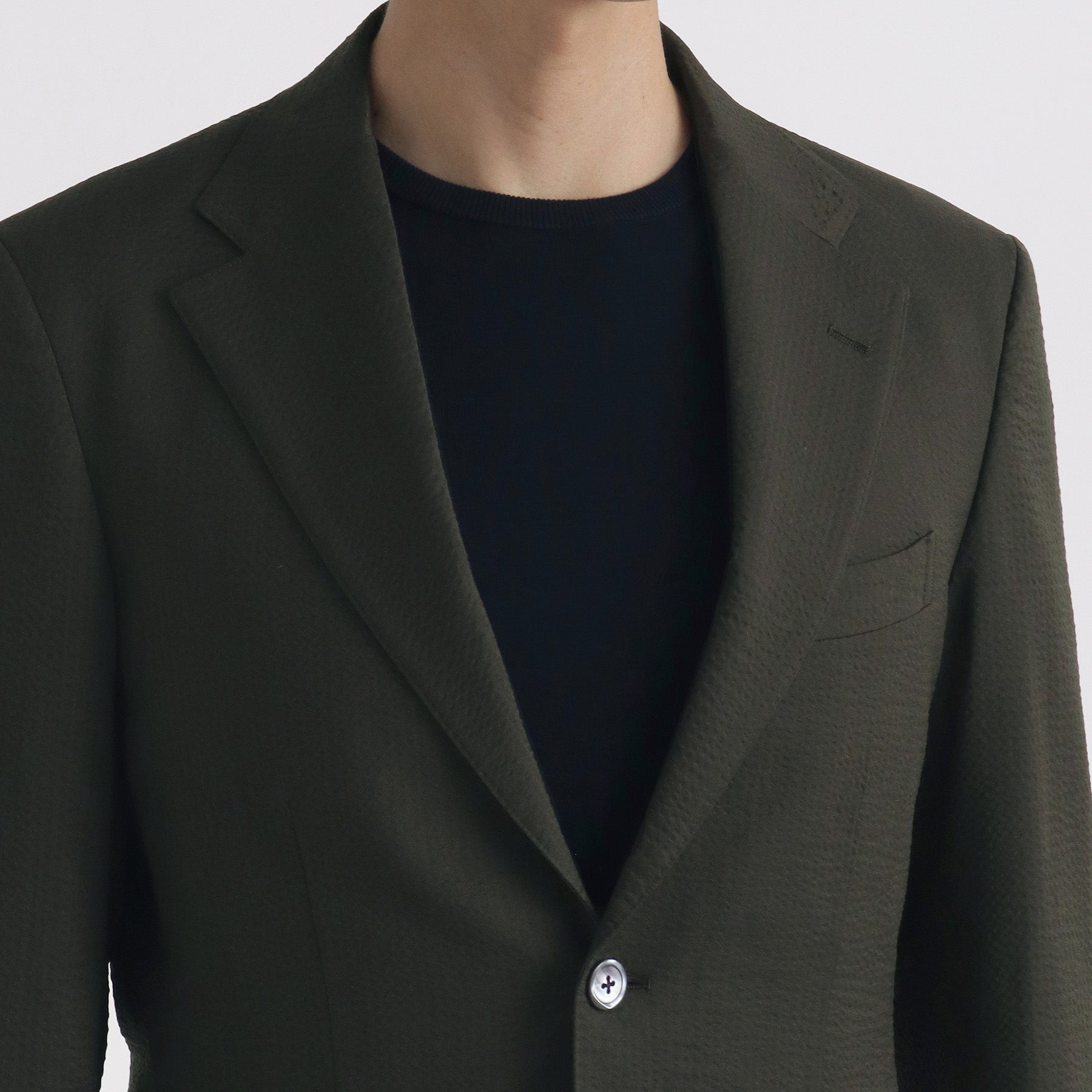 Seersucker Tailored Jacket Color: Olive