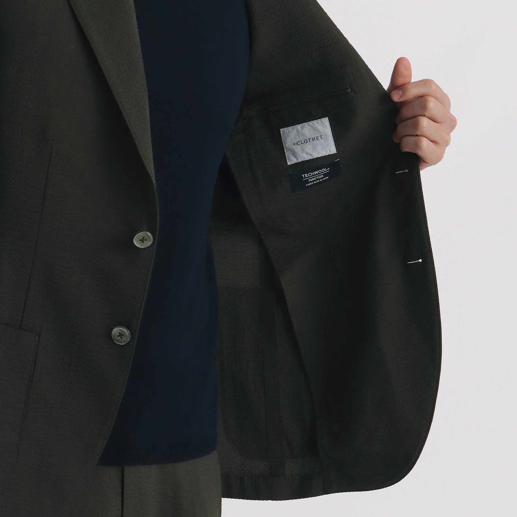 Seersucker Tailored Jacket Color: Olive