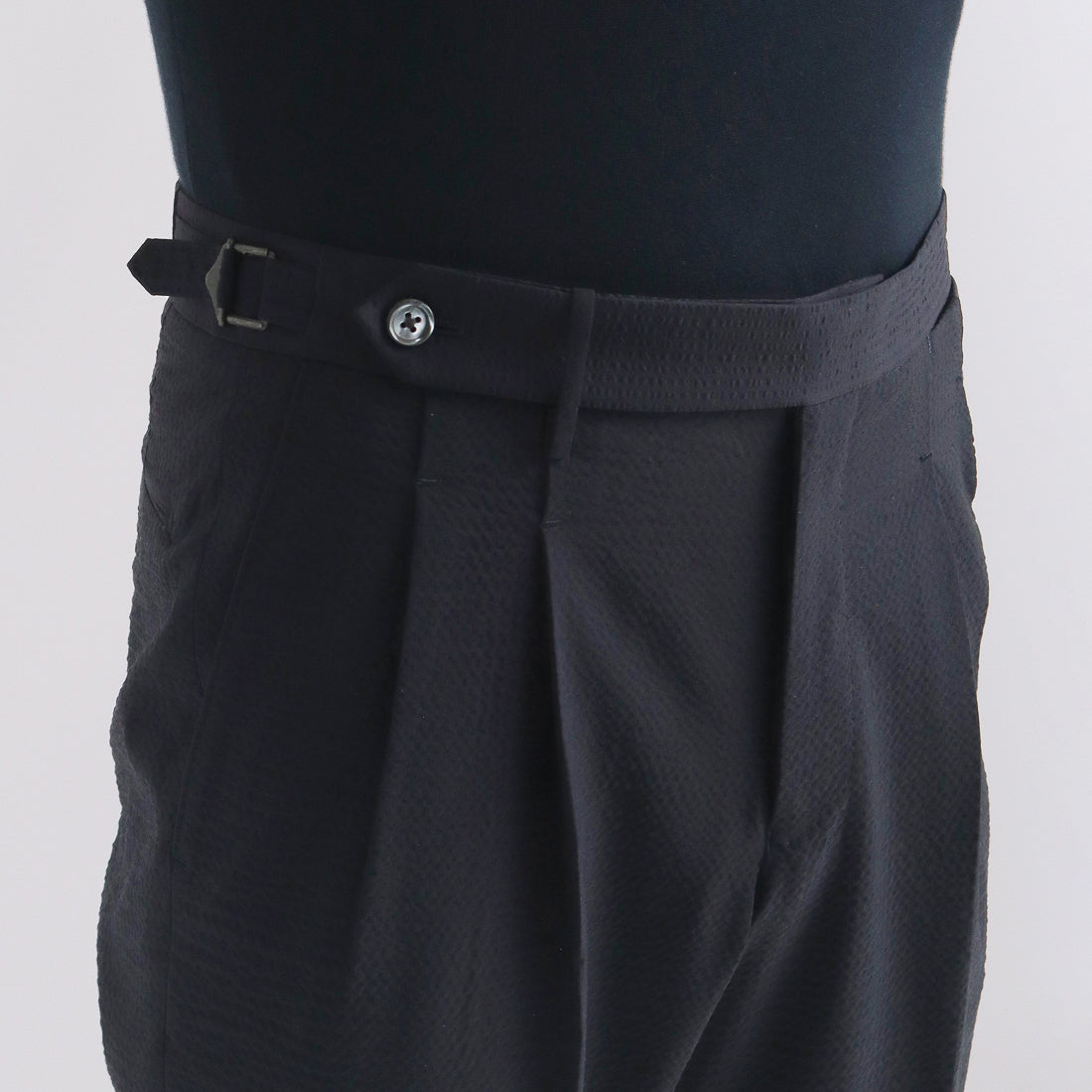 Seersucker Two Pleats Trousers Color: Deep Navy