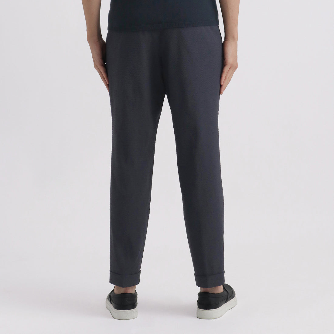 Seersucker Two Pleats Trousers Color: Deep Navy