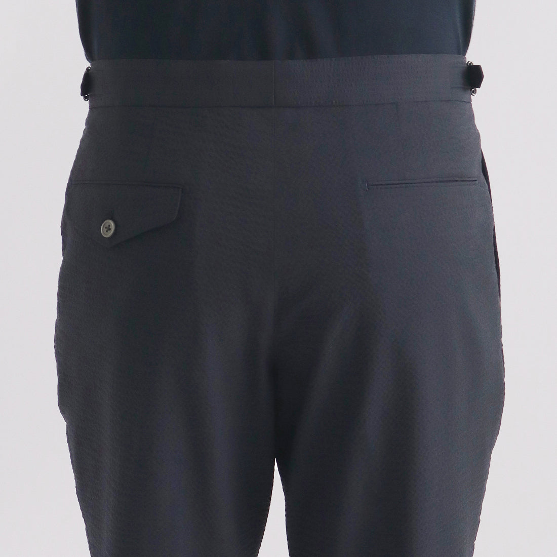 Seersucker Two Pleats Trousers Color: Deep Navy