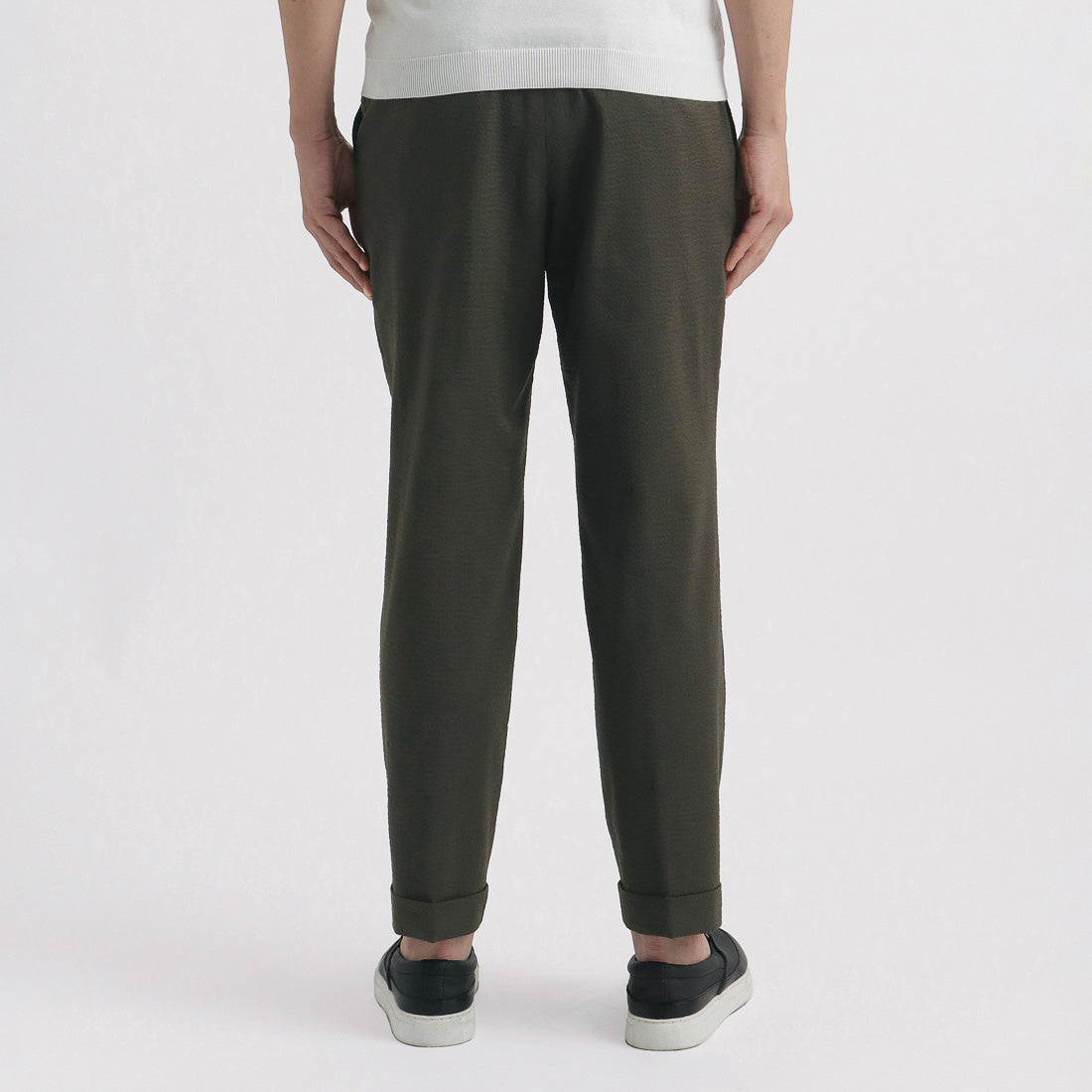 Seersucker Two Pleats Trousers Color: Olive