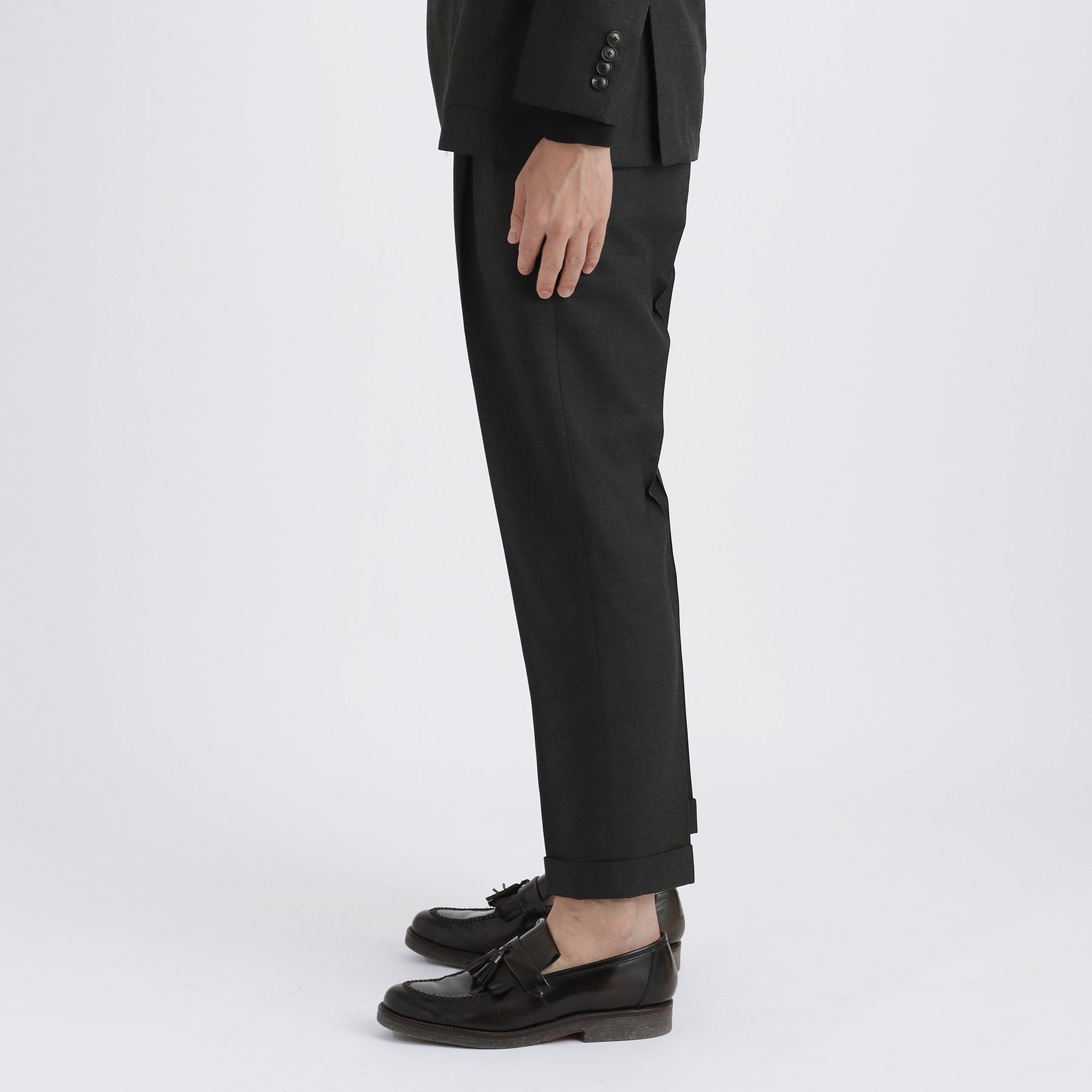 Twill Two Pleats Trousers Color: Charcoal