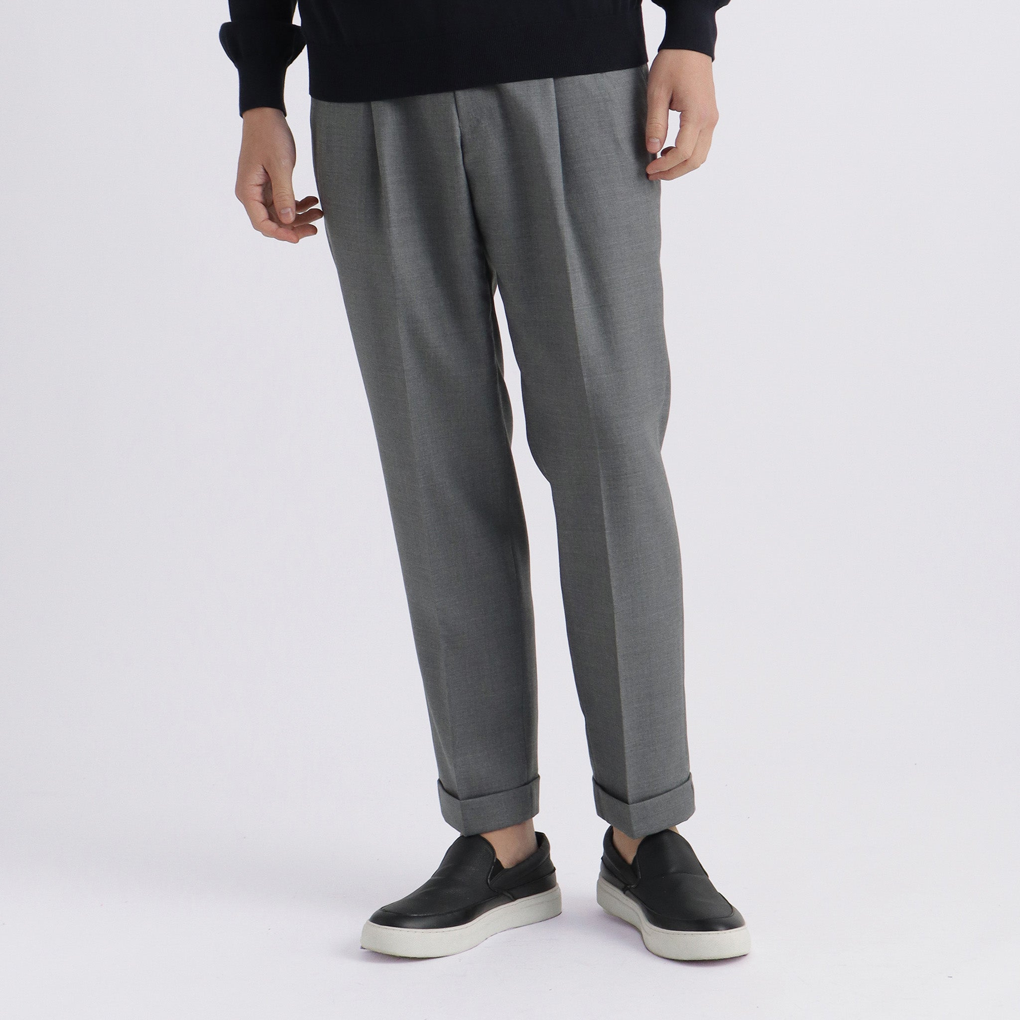 Twill Two Pleats Trousers Color: Light Gray