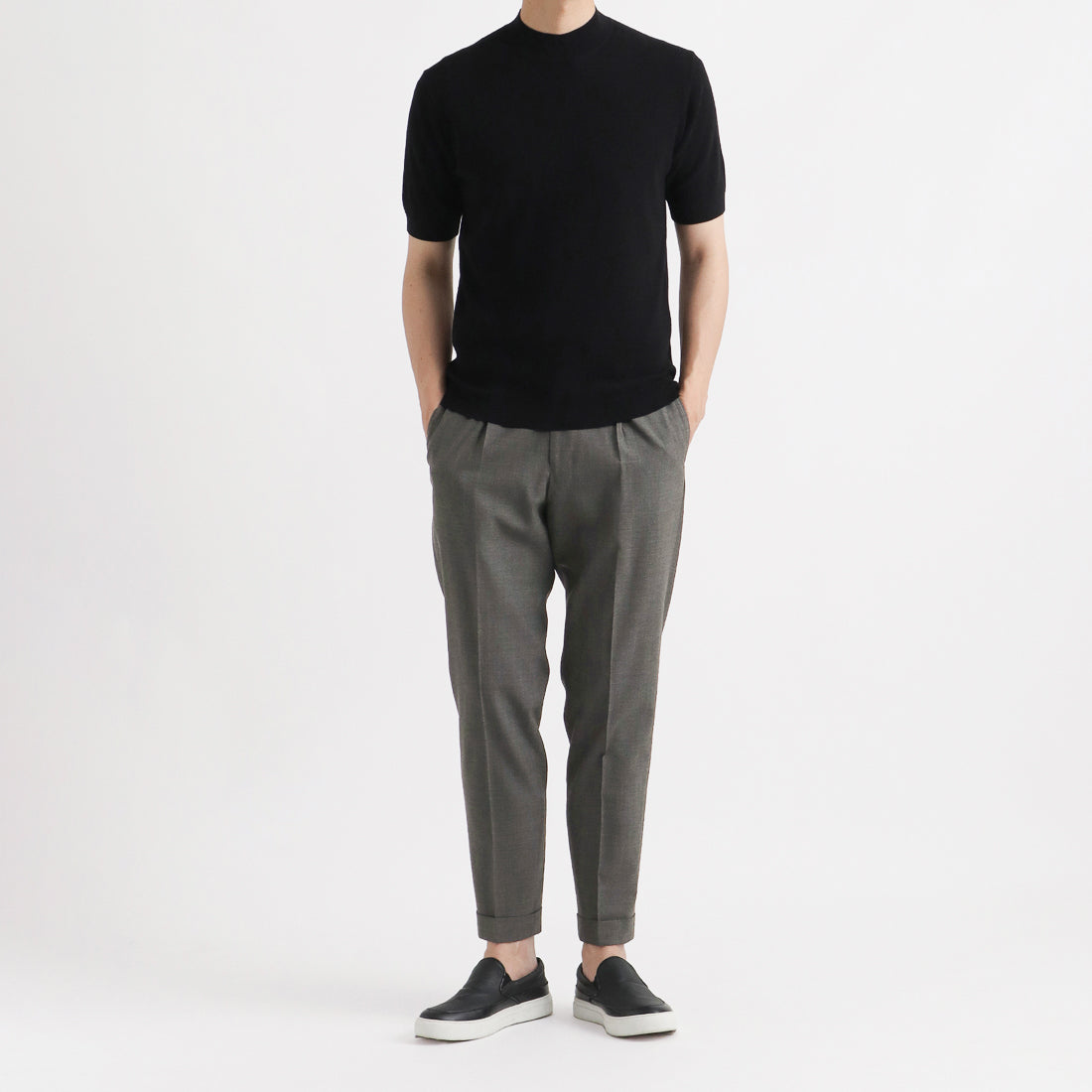 Mini Thermal Mock Neck Knit T-shirt Color: Black