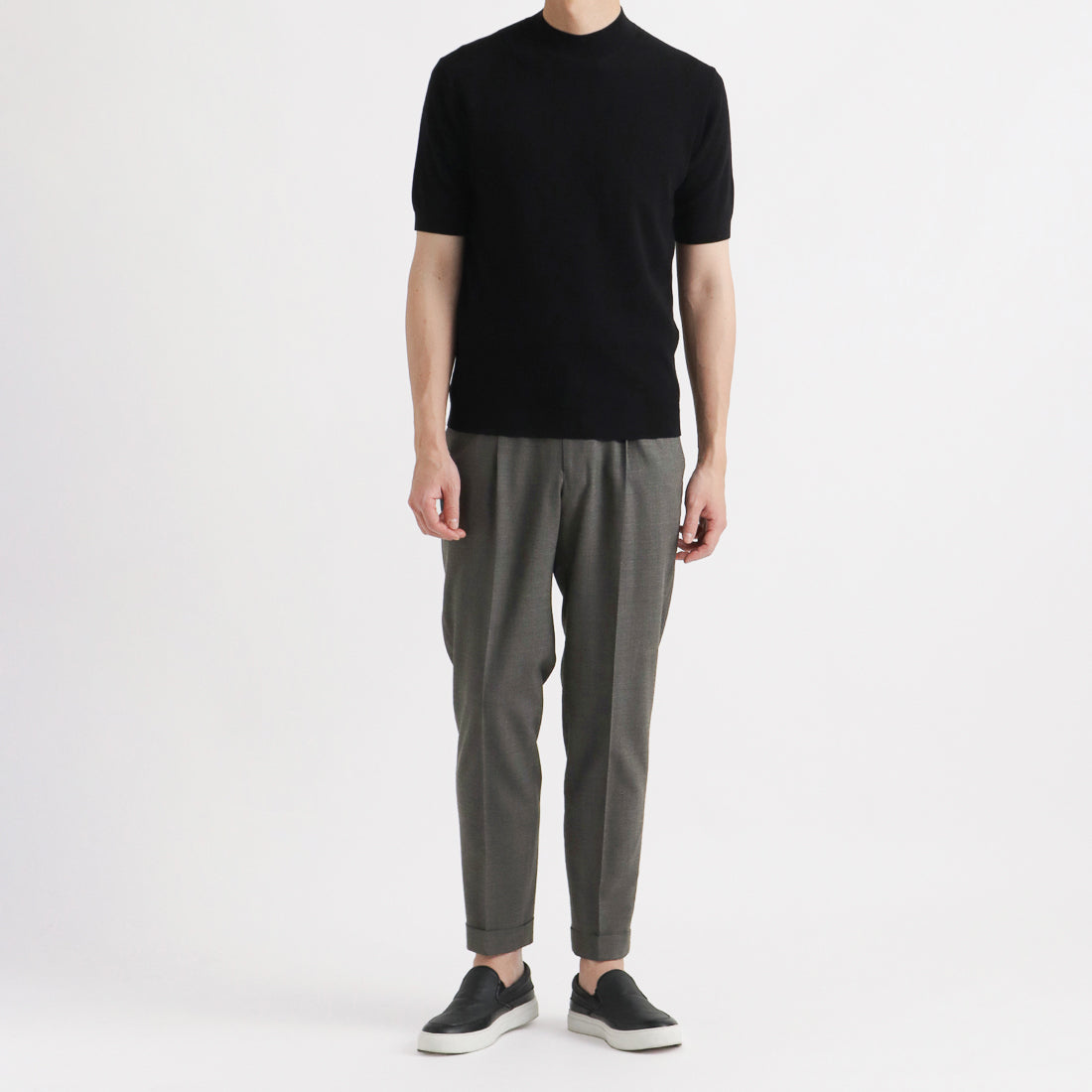 Mini Thermal Mock Neck Knit T-shirt Color: Black