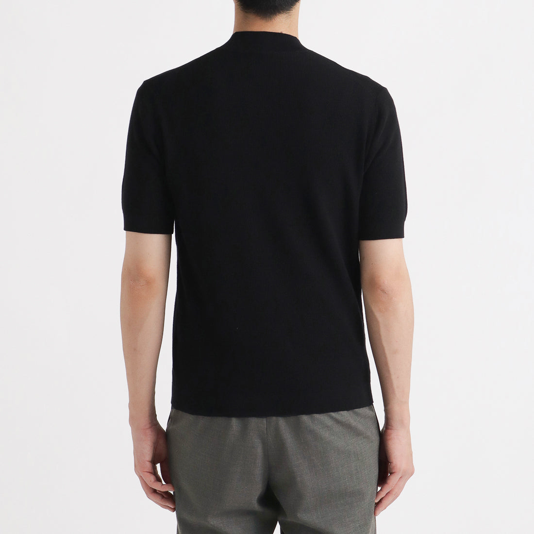 Mini Thermal Mock Neck Knit T-shirt Color: Black