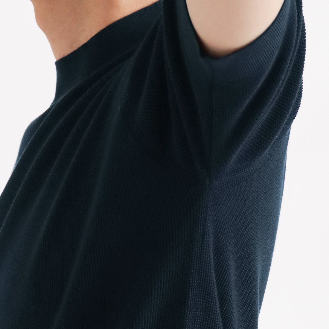 Mini Thermal Mock Neck Knit T-shirt Color: Navy