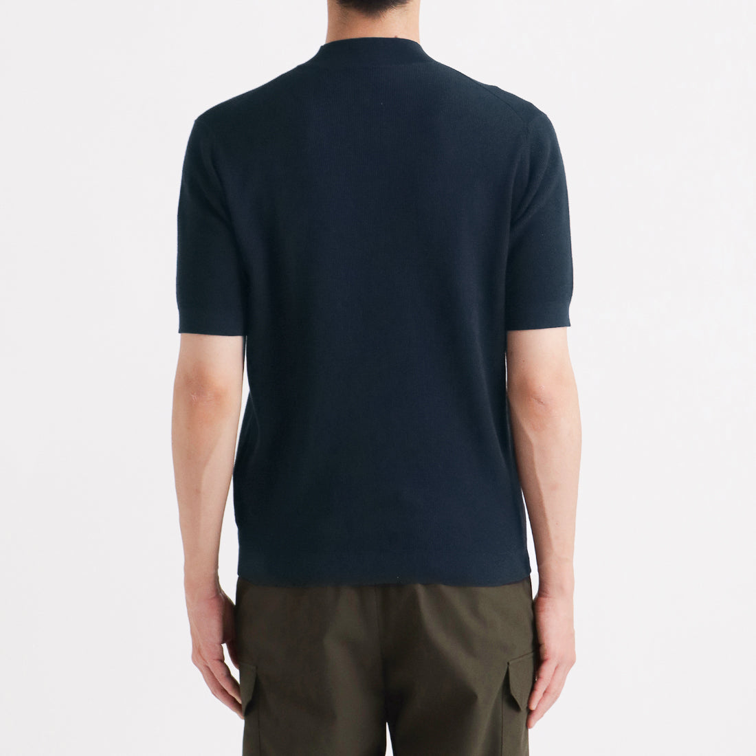 Mini Thermal Mock Neck Knit T-shirt Color: Navy