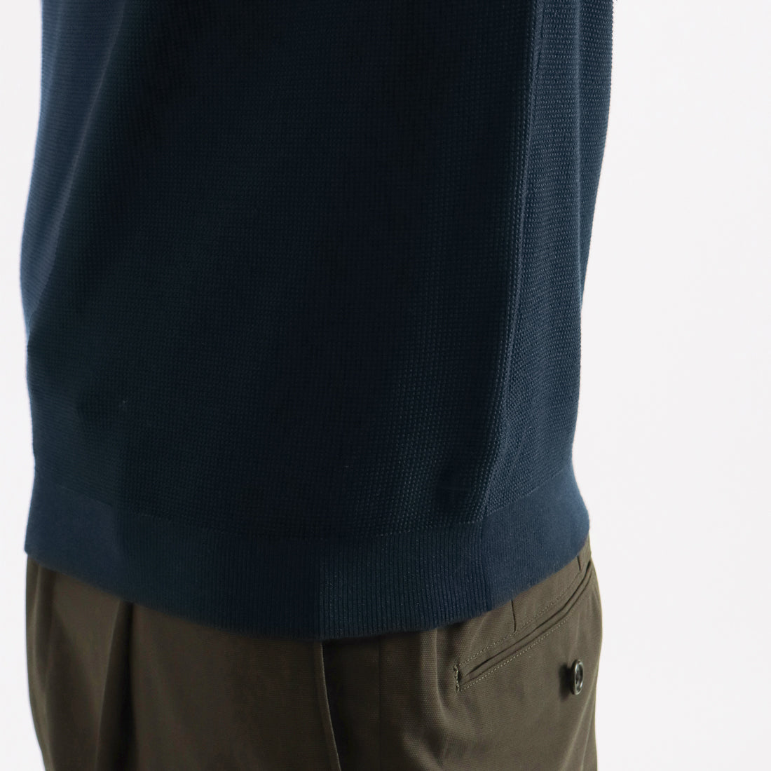 Mini Thermal Mock Neck Knit T-shirt Color: Navy