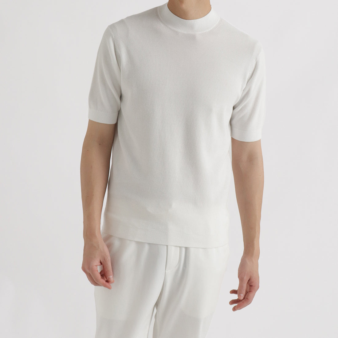Mini Thermal Mock Neck Knit T-shirt Color: White