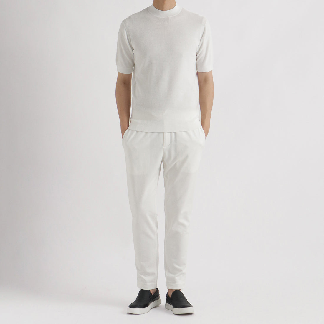 Mini Thermal Mock Neck Knit T-shirt Color: White