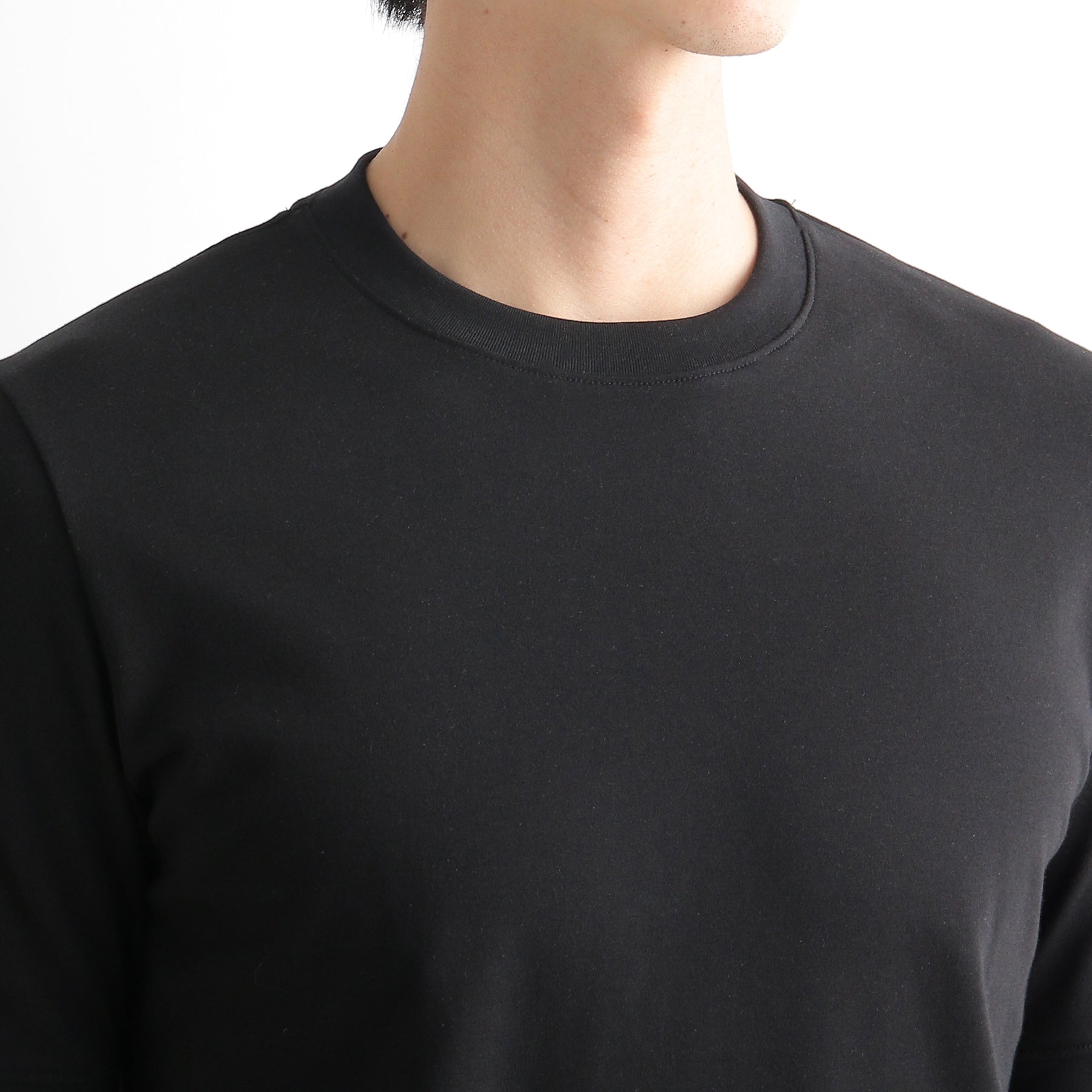 Tailored Ribbed Hem T-shirt Color: Black