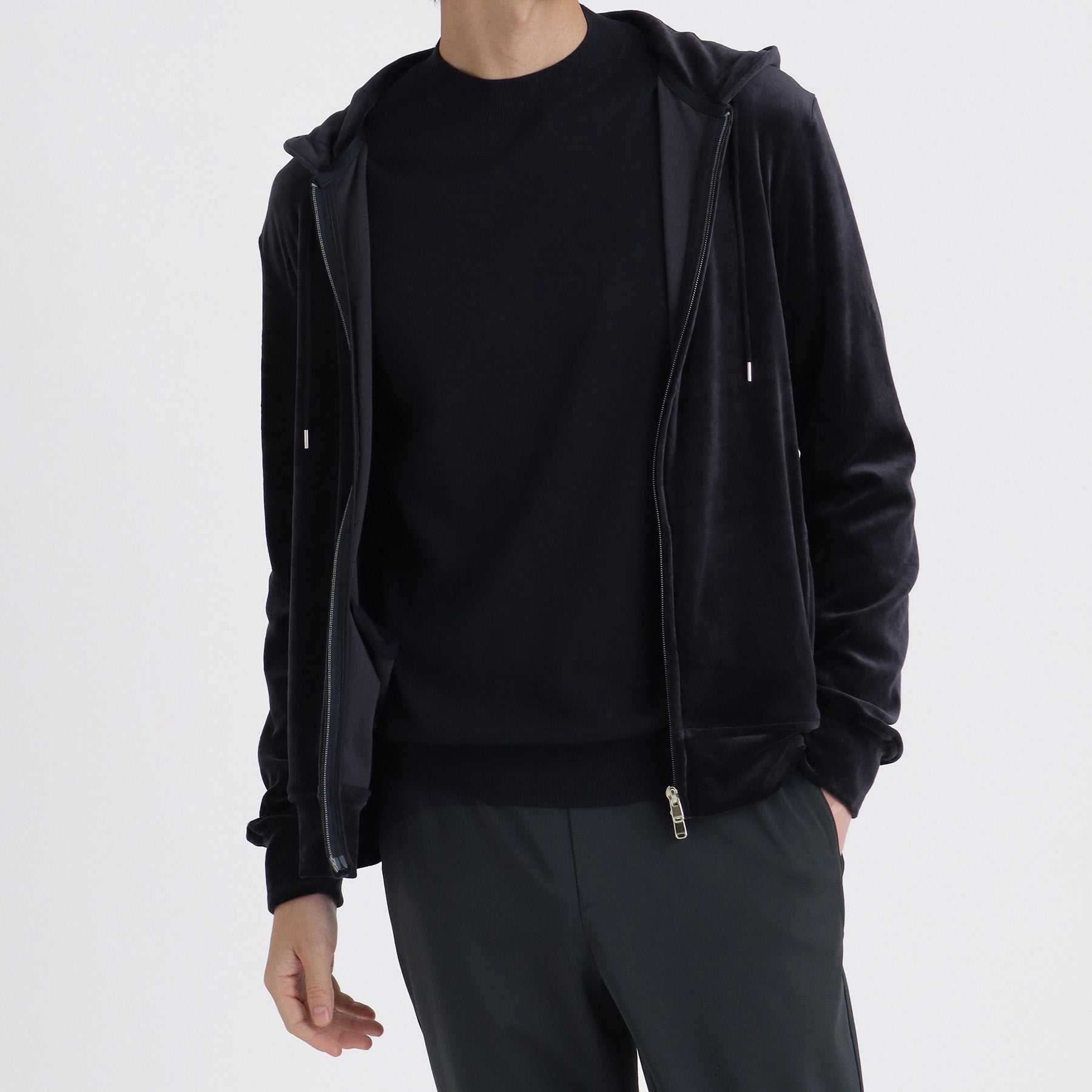 Velour Hoodie Color: Navy