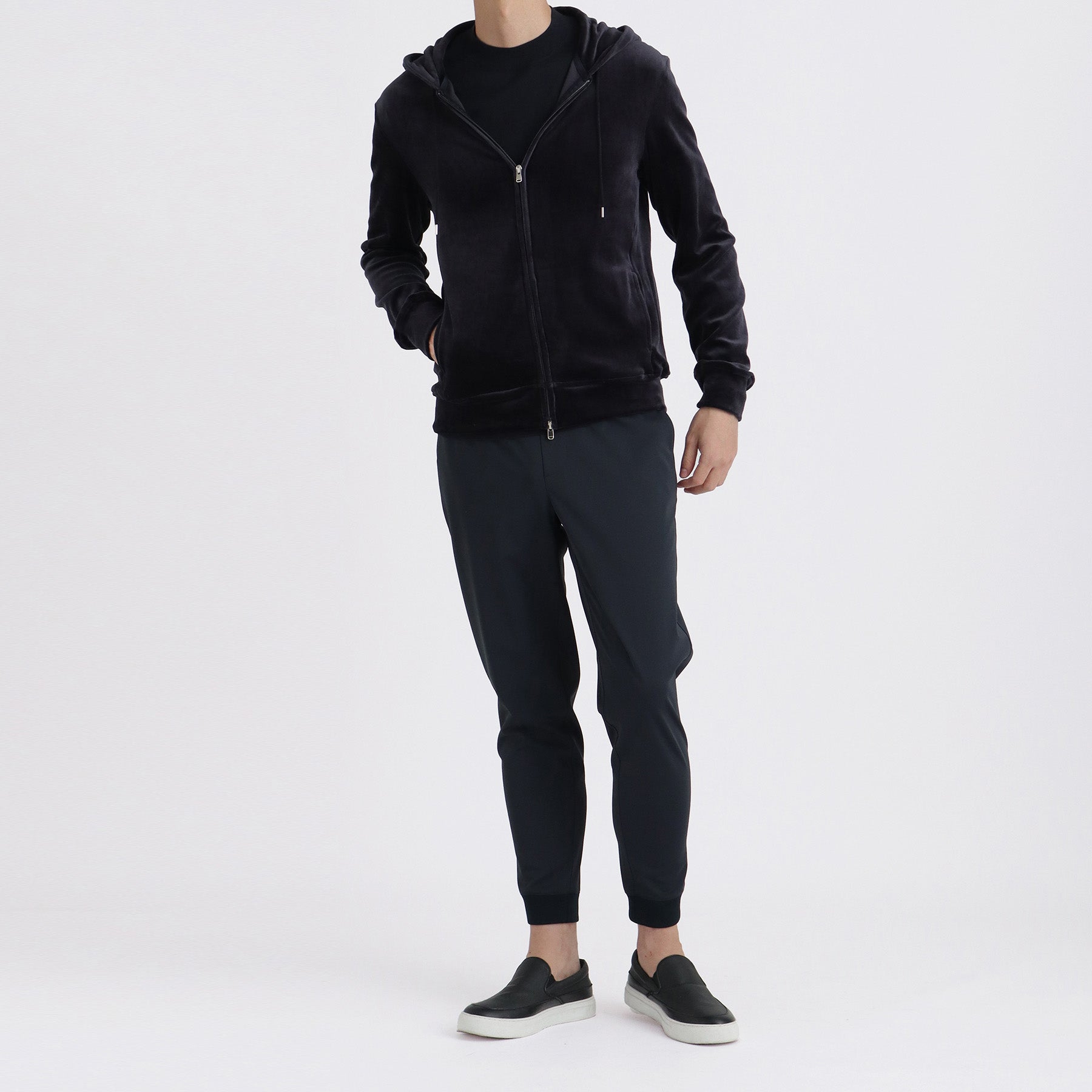 Velour Hoodie Color: Navy