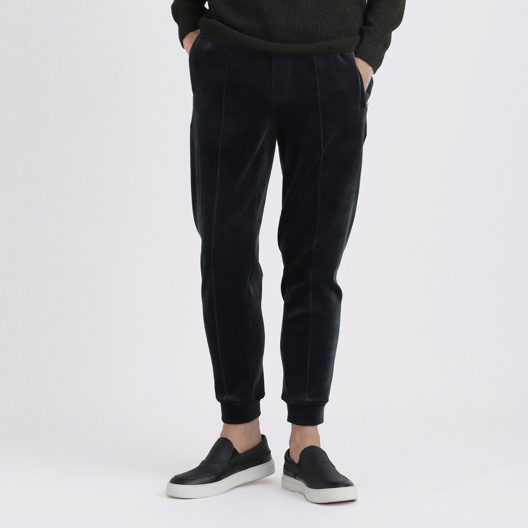 Velour Jogger Pants Color: Navy