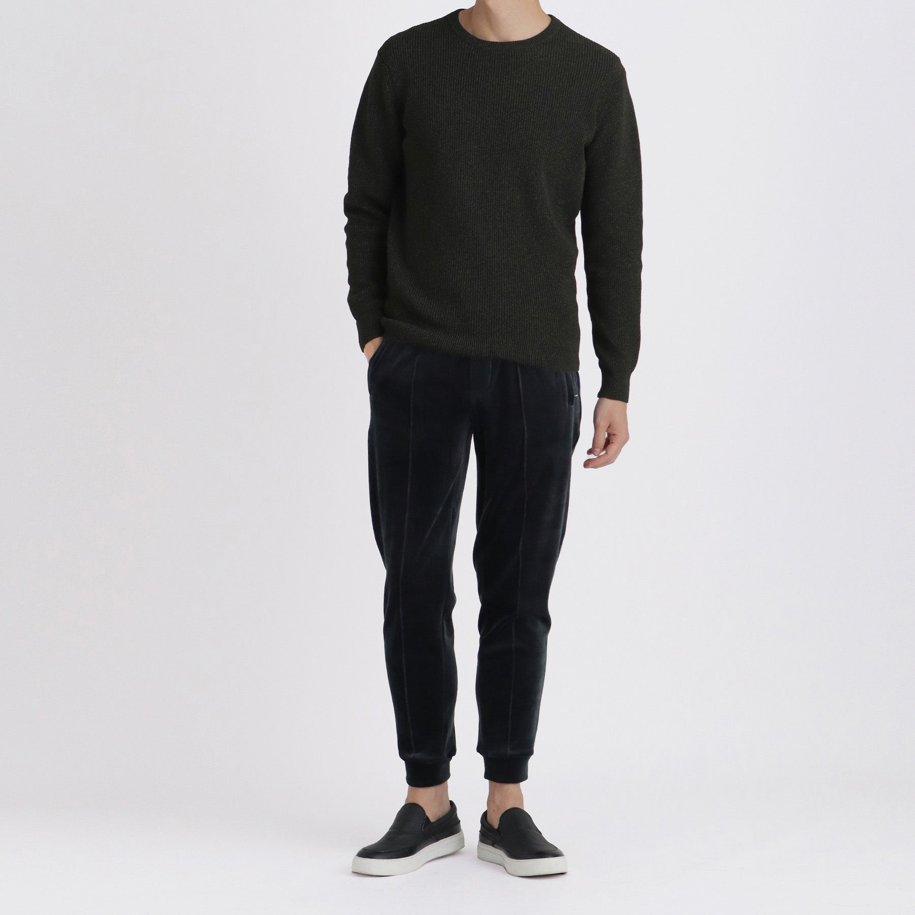 Velour Jogger Pants Color: Navy