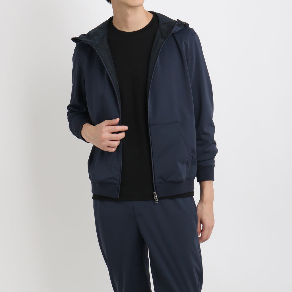 Matte Twist Zip Up Hoodie Color: Navy