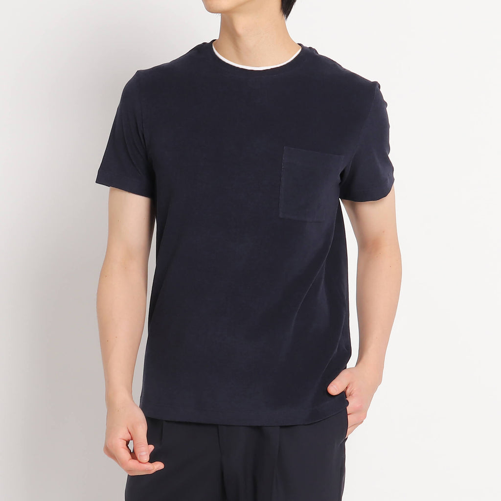 KITH☆快適マイクロテリー素材上下セット Bandana Micro Terry スビンプラチナムマイクロパイル テーラードTシャツ ネイビー