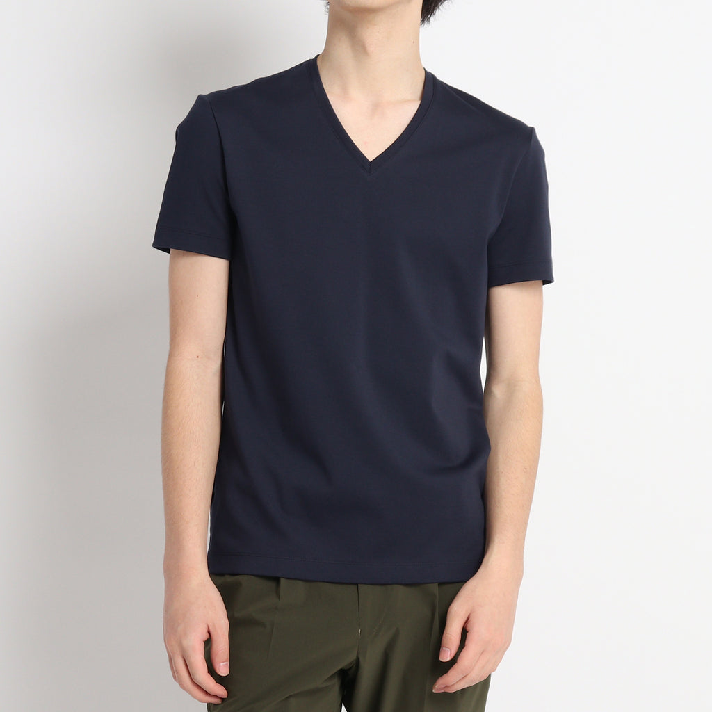 Tailored Vneck T-shirt Color: Navy | ＋CLOTHET ONLINE