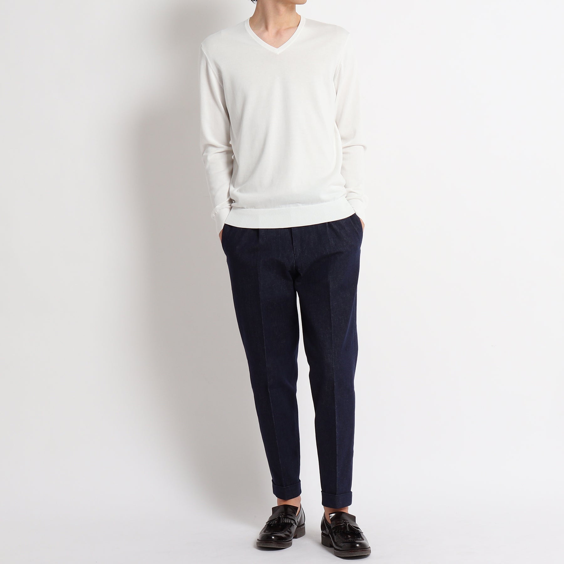 Vneck Knit Color: White