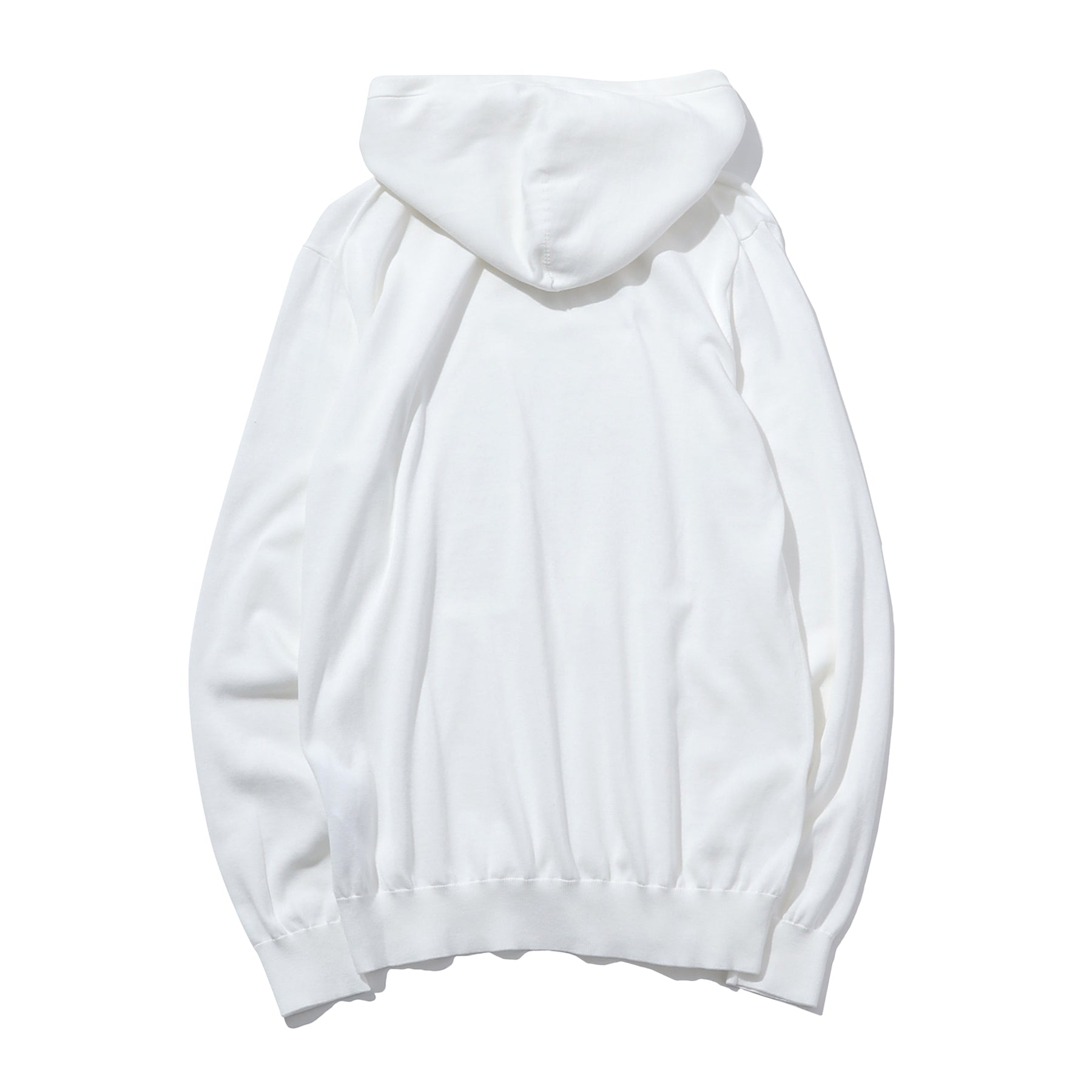 スビンプラチナムニットフーディホワイトの背面を写した商品画像