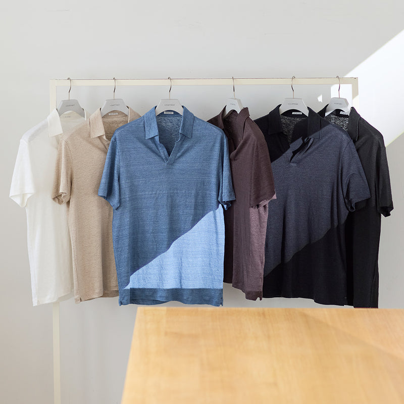 Linen Jersey Tailored Skipper Shirt Color: Black
