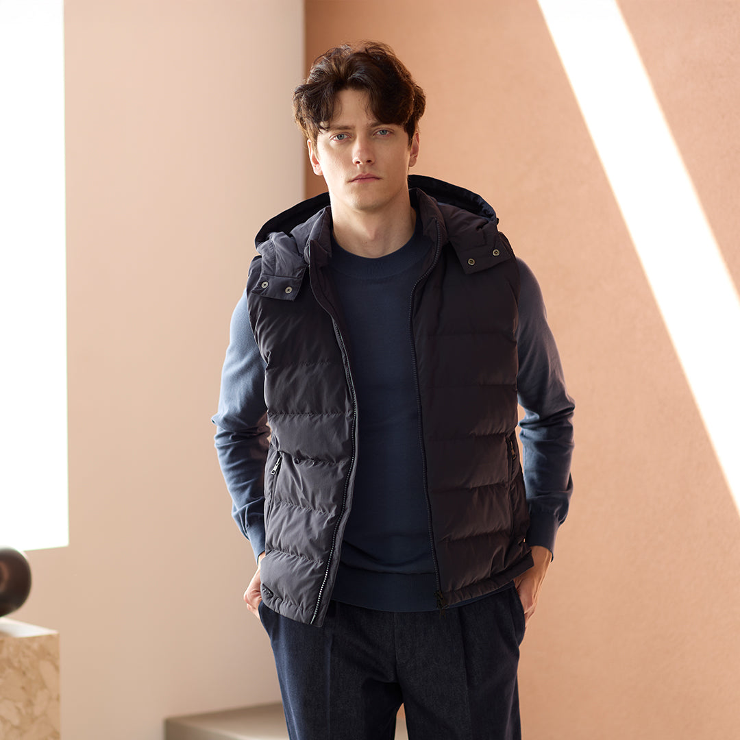 Tex Nylon Down Vest Color: Navy