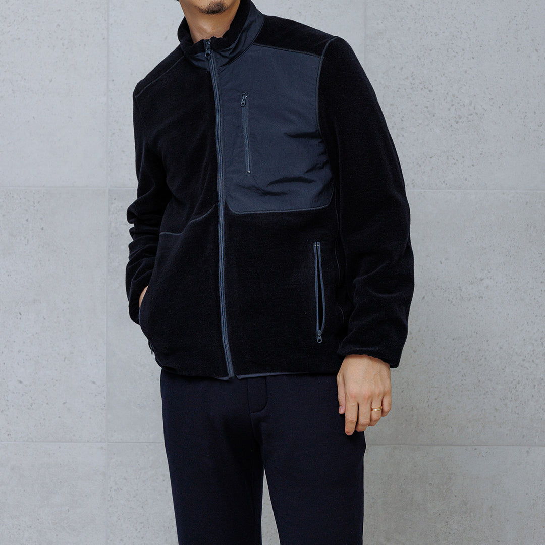 Wool Pile Jacket Color: Navy