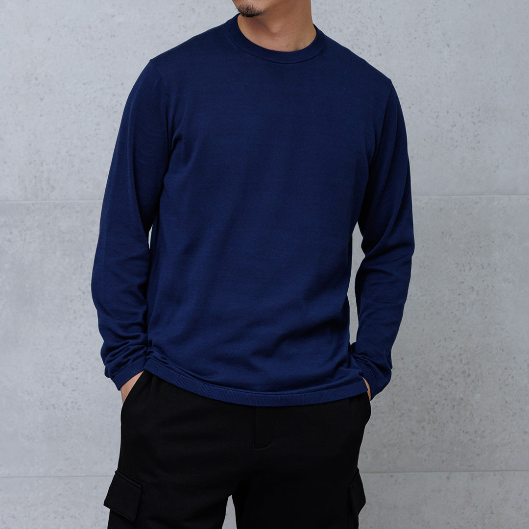 Crew Neck Knit Color: Deep Blue