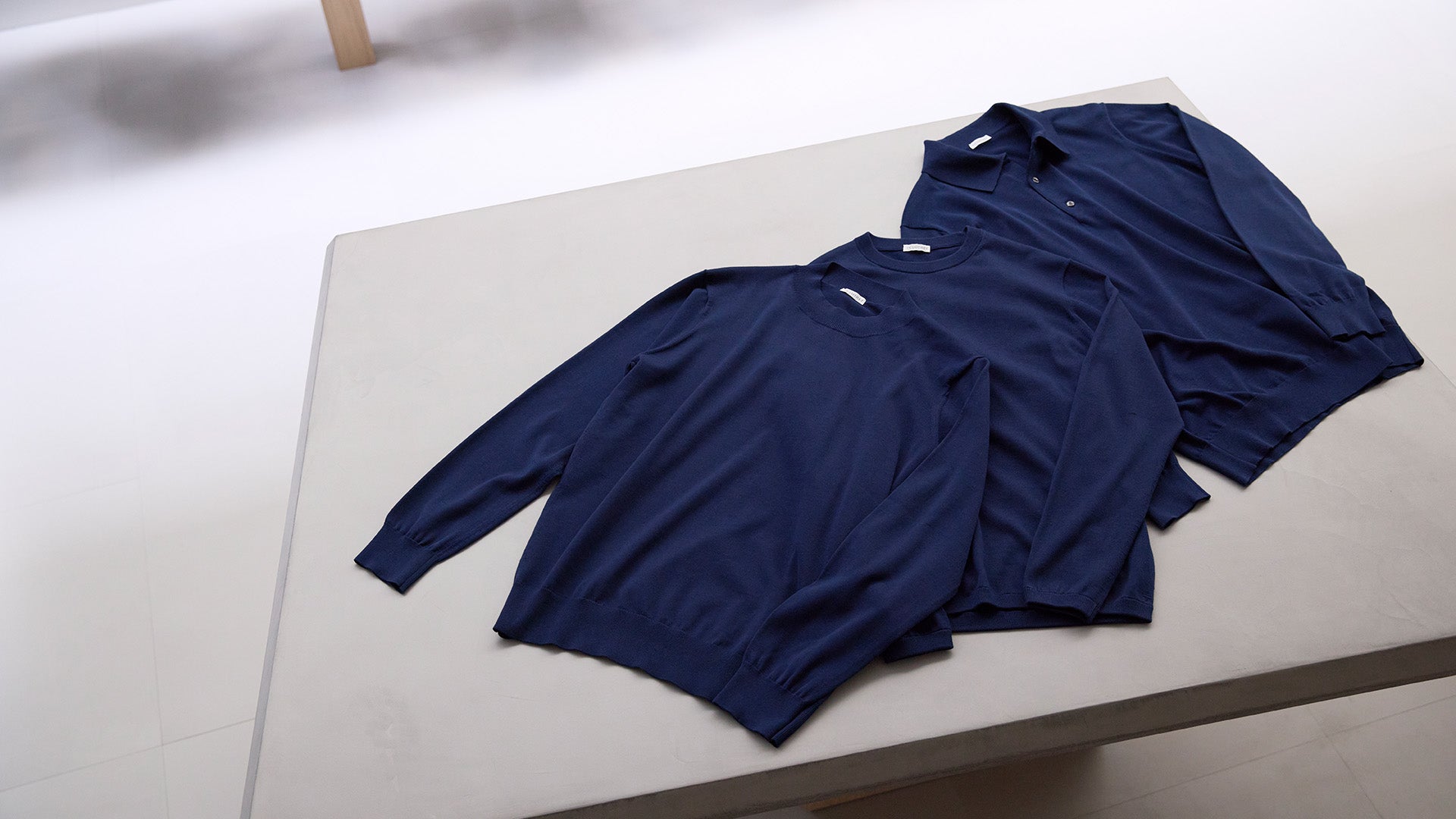 ☆25美品☆+CLOTHET Knit Polo-shirt ディープブルー 3 スビンプラチナムニット3型に新色ディープブルー登場｜+CLOTHET