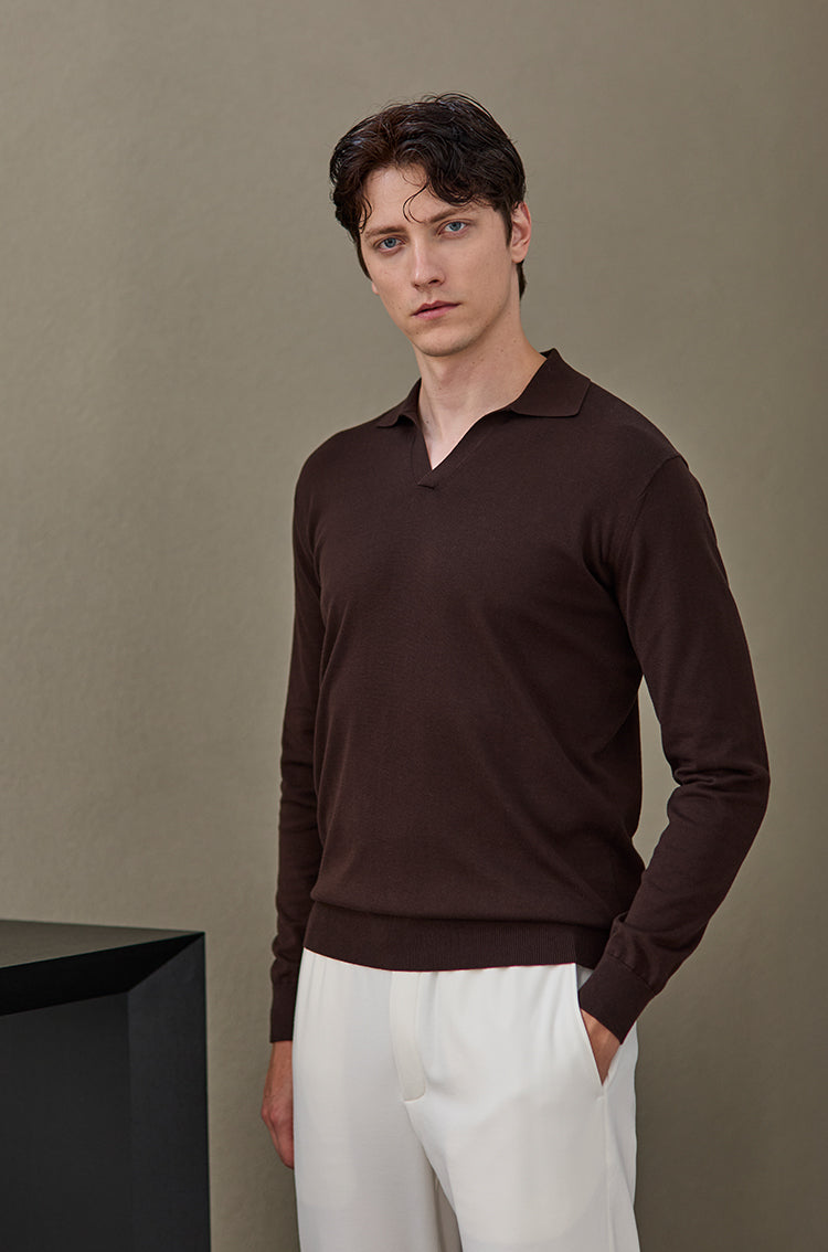 +CLOTHET クロスクローゼット 長袖ニットポロシャツ ネイビー スビンプラチナム ニットポロシャツ ネイビー | ＋CLOTHET ONLINE