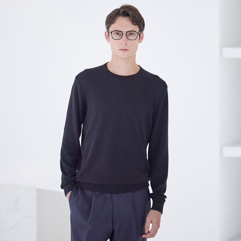 【Renewal】Crew Neck Knit Color: Deep Blue