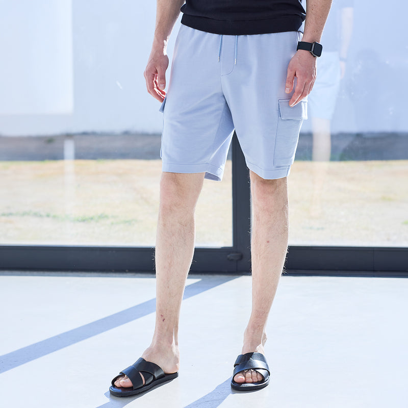 Smooth Terry Cargo Short Pants Color: Sky