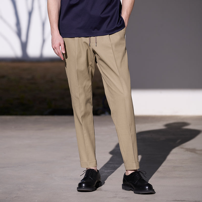High Twist Cotton Kersey Easy Trousers Color: Beige