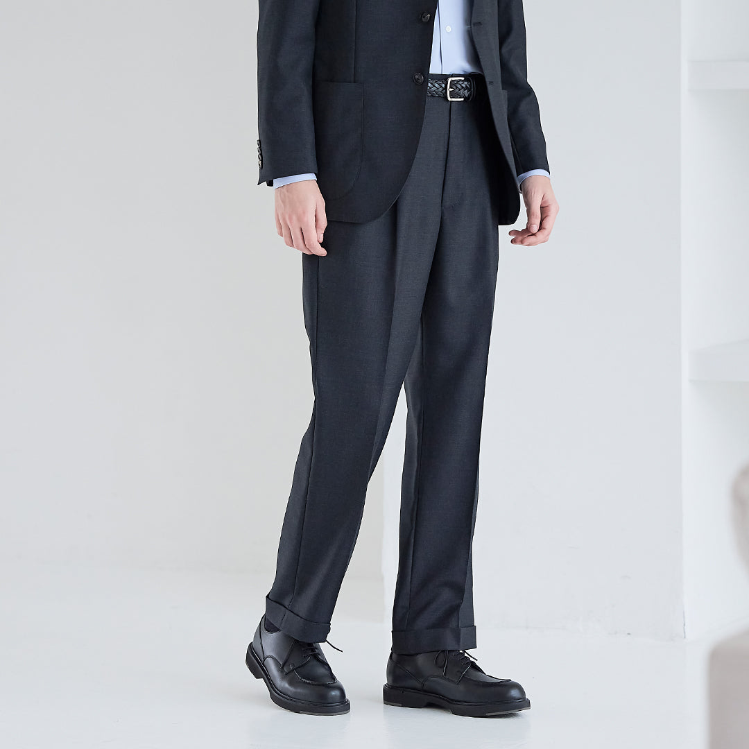 Twill Semi Wide Easy Trousers Color: Charcoal