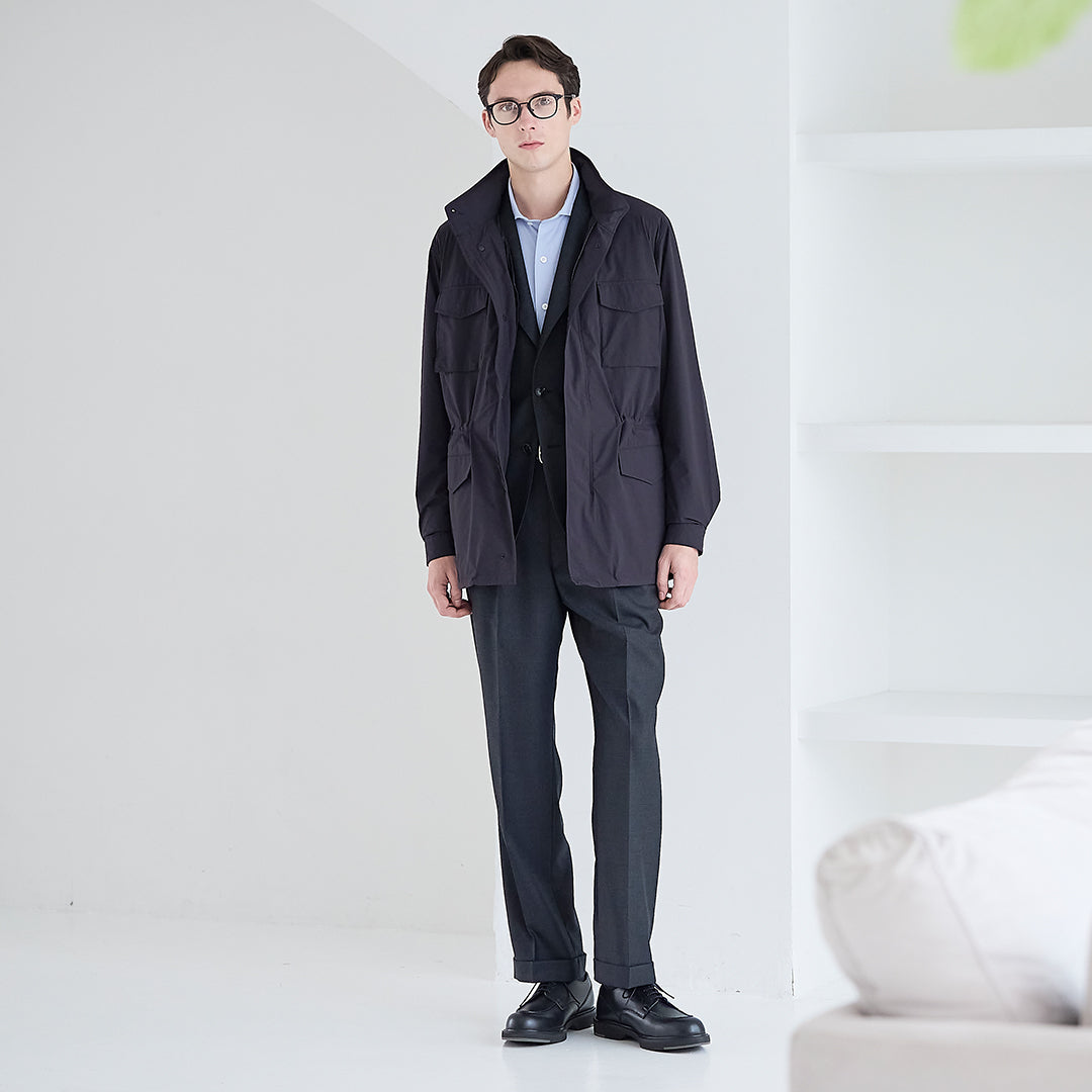 Twill Semi Wide Easy Trousers Color: Charcoal