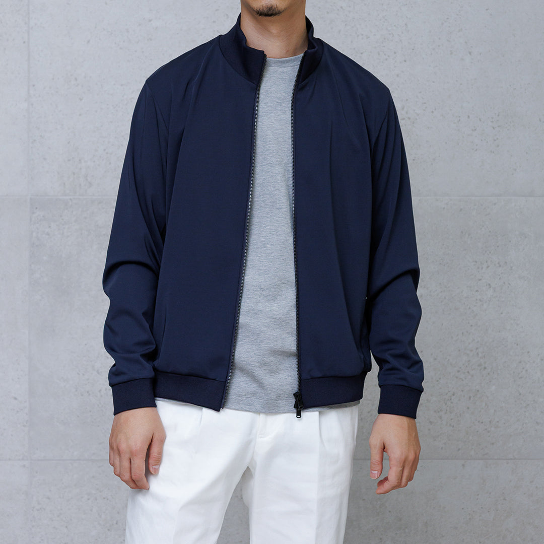 Matte Twist Stand Collar Zip Up  Color: Navy