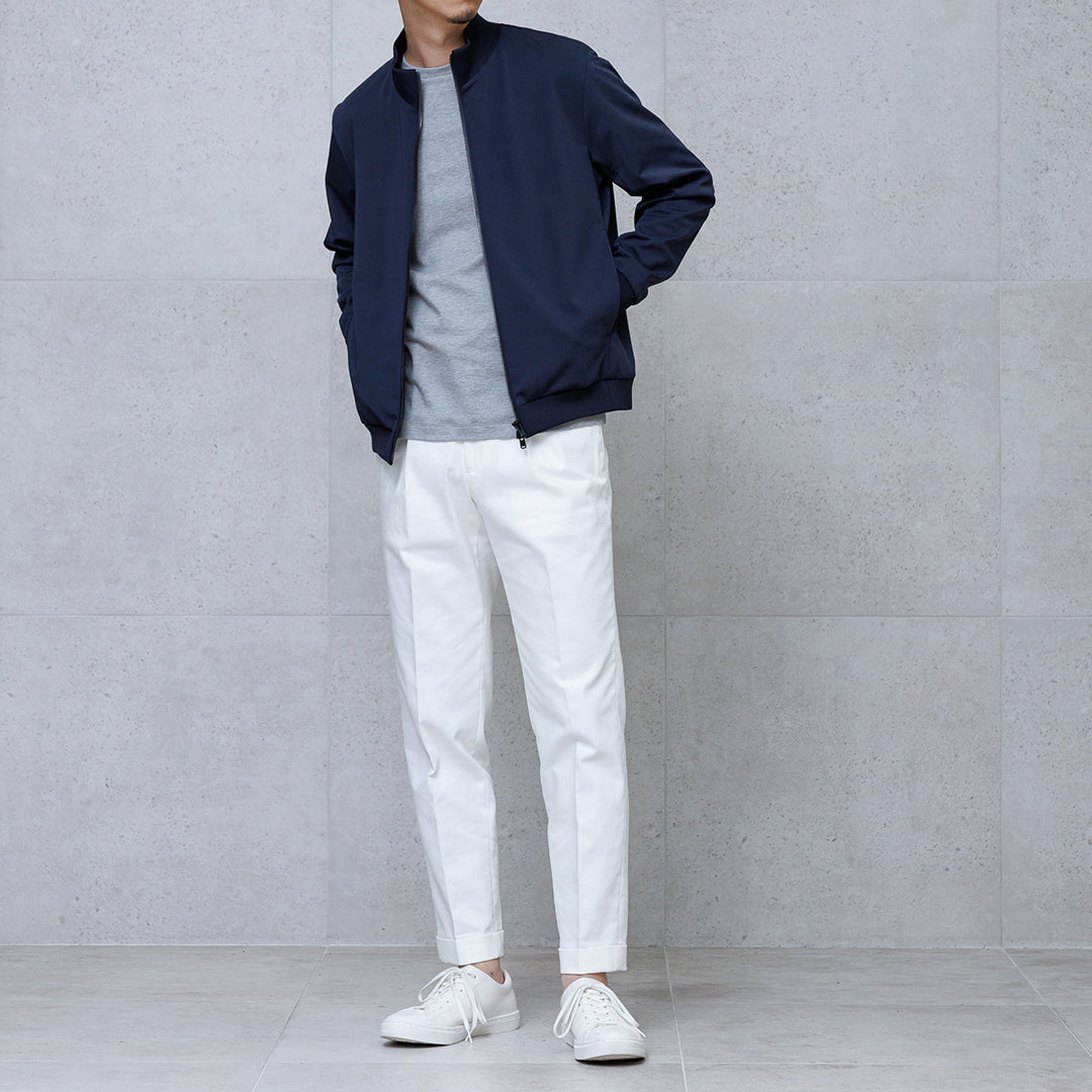 マットツイスト スタンドカラージップアップ ネイビー | ＋CLOTHET ONLINE