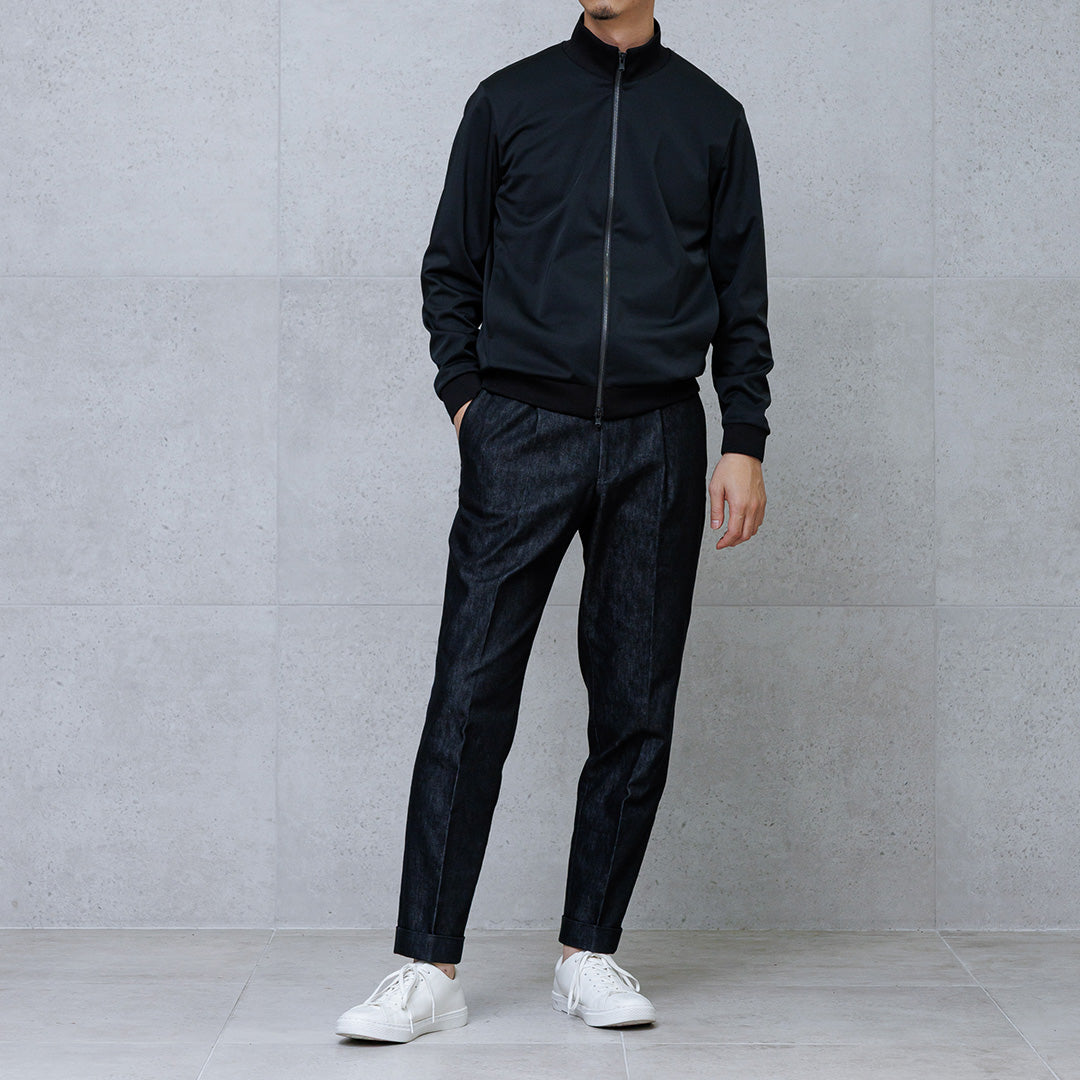 マットツイスト スタンドカラージップアップ ブラック | ＋CLOTHET ONLINE