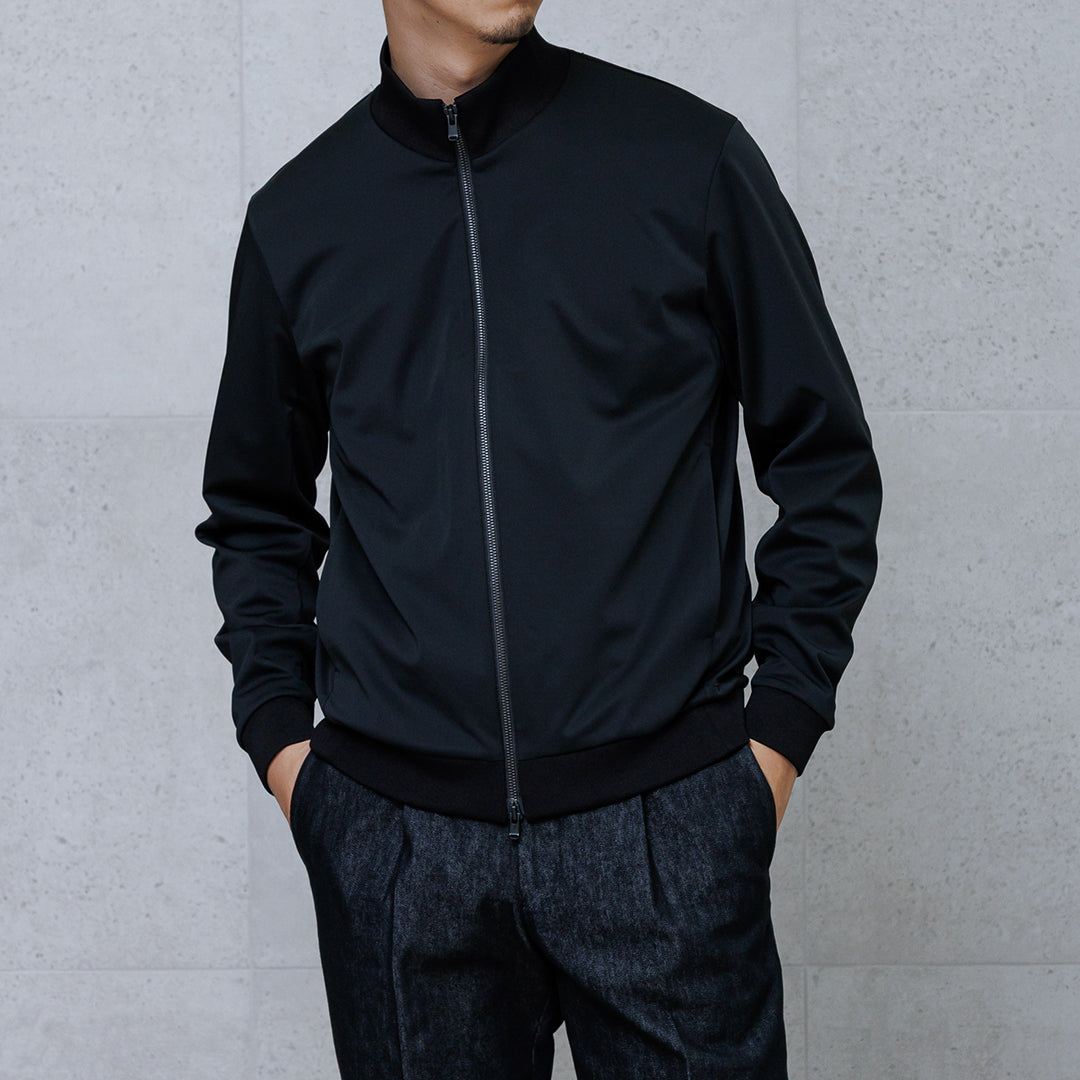 Matte Twist Stand Collar Zip Up  Color: Black