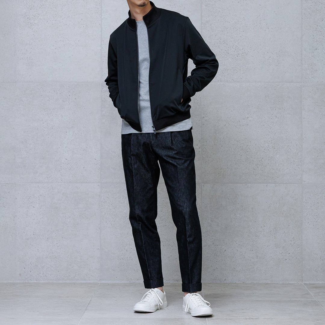 Matte Twist Stand Collar Zip Up  Color: Black