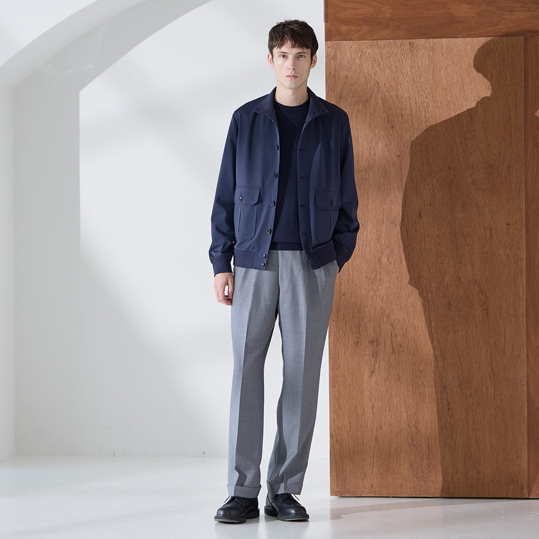 Matte Twist Stand Collar Jacket  Color: Navy