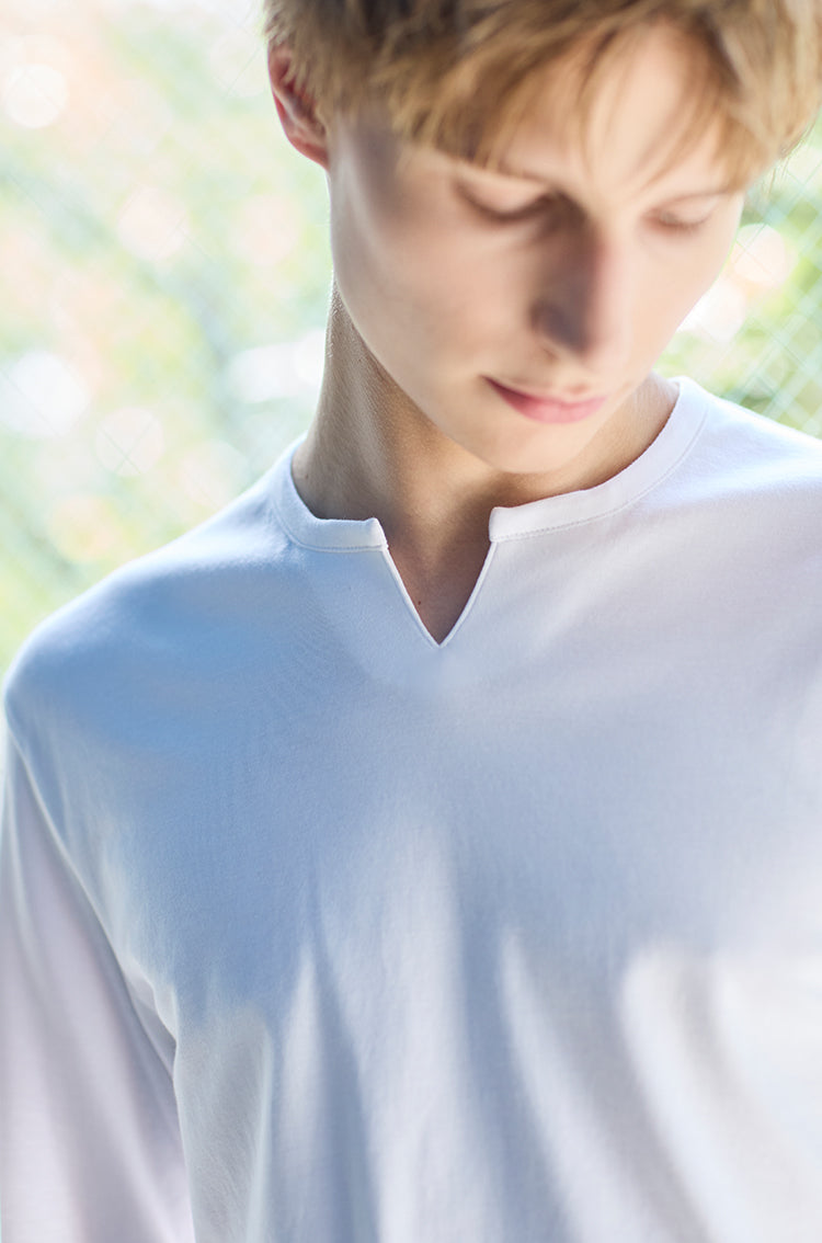 Tailored Key Neck Long Sleeve T-shirt – ＋CLOTHET ONLINE