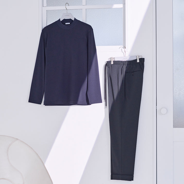 スビンプラチナムモックネックロングスリーブTシャツの商品画像2