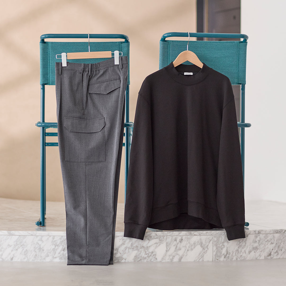 裏毛シリーズ新作 モックネックスウェットシャツ｜+CLOTHET ONLINE