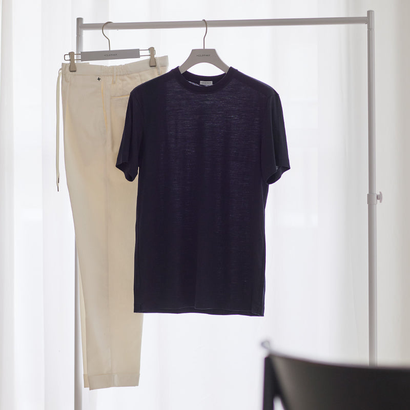 Wool Tailored T-shirt Color: Navy