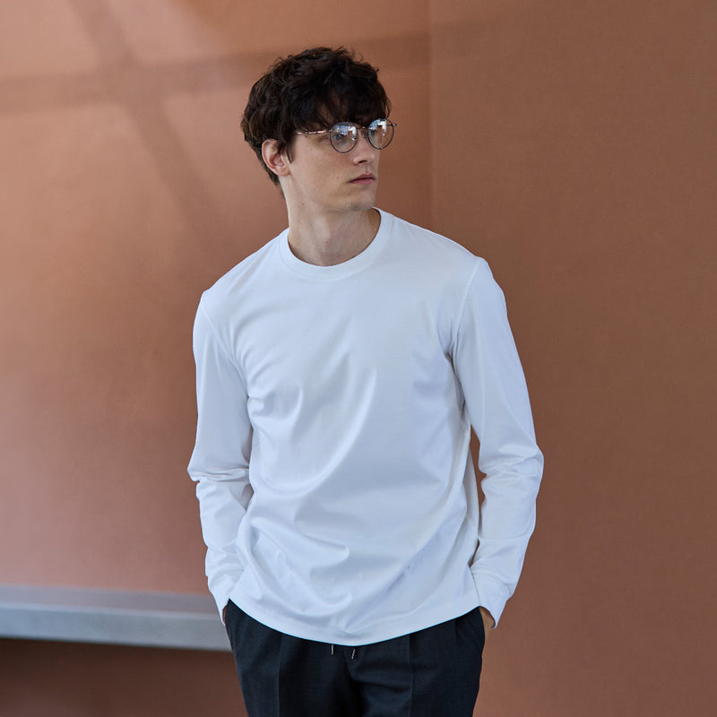 GIZA45 Long Sleeve Dress T-shirt Color: White