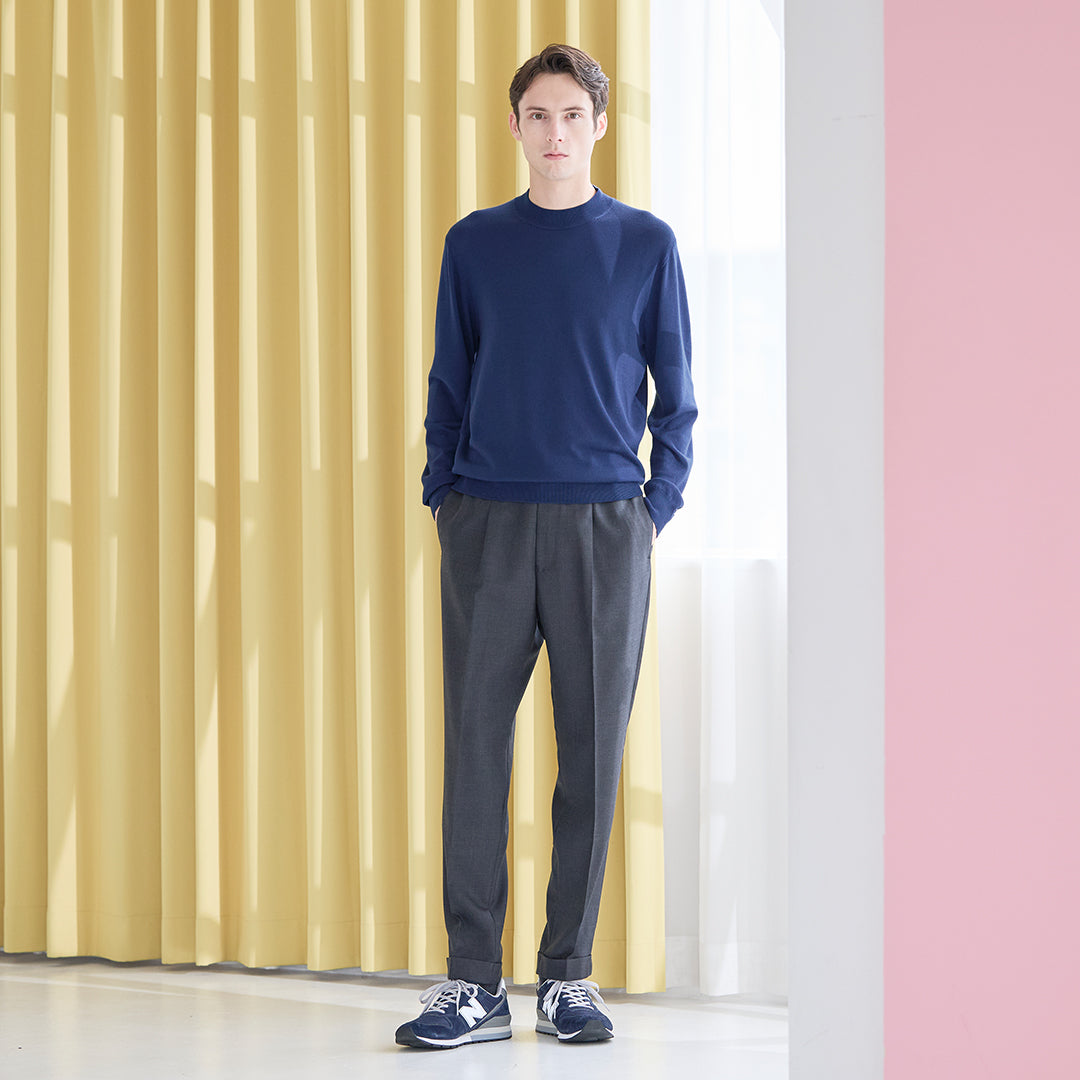 TECHWOOL🄬 Mock Neck Knit Color: Deep Blue