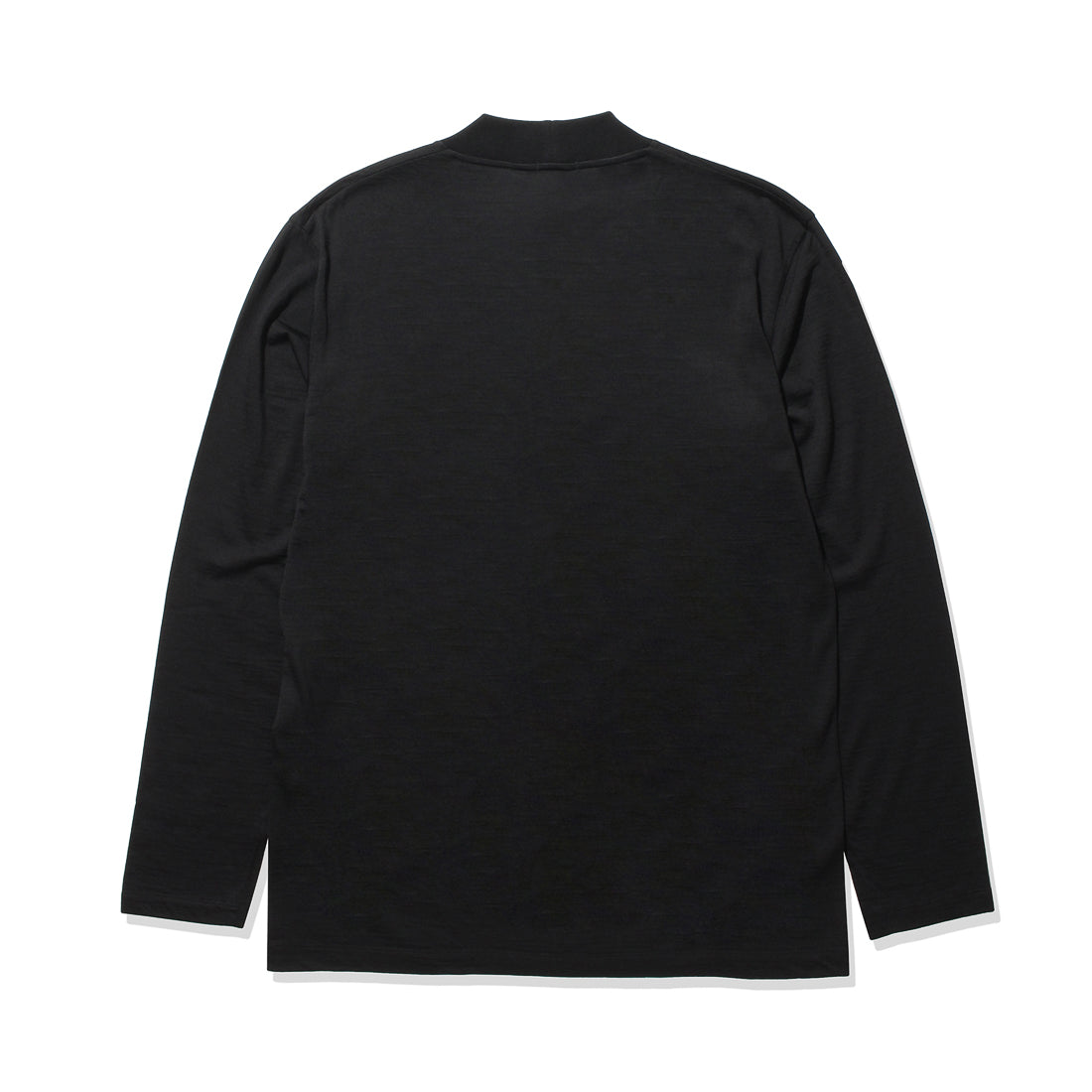 Wool Tailored Mock Neck Long Sleeve T-shirt Color: Black